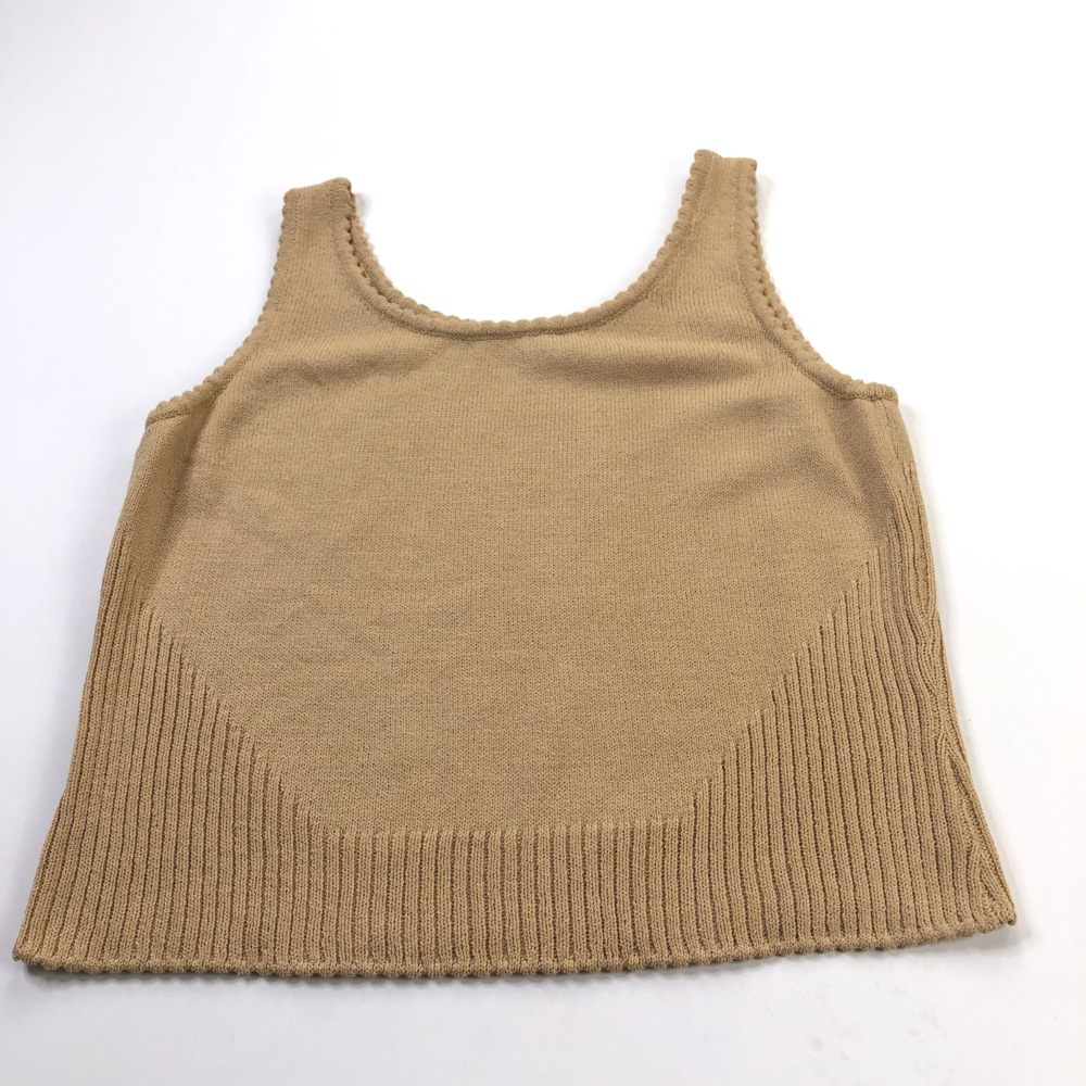 St John VTG LG Wool Rayon Knit Sleeveless Pullover Sweater Tank Top Brown MINT